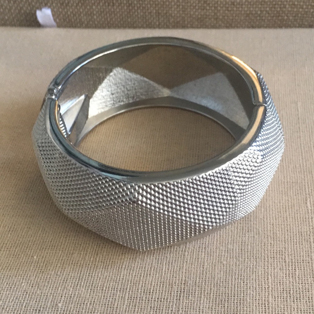 Silver Geometric Hinged Cuff